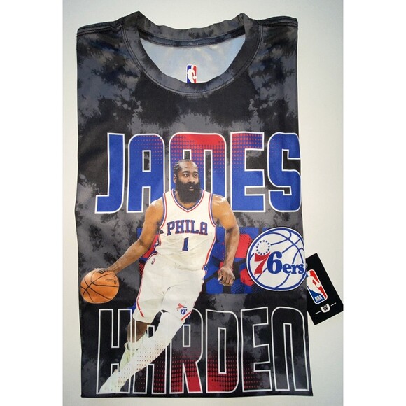 Philadelphia 76ers Mens M T-Shirt James Harden 1 Black Tie Dye Graphic Tee NWT - Picture 1 of 12